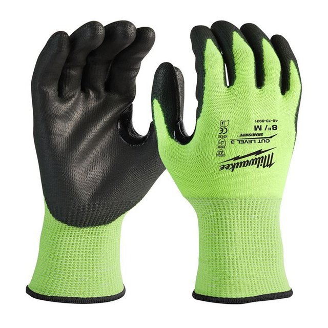 Перчатки нейлоновые с ПУ покрытием (Hi-Vis Cut level 3/C)