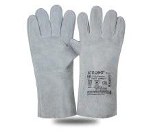 Краги спилковые пятипалые серые